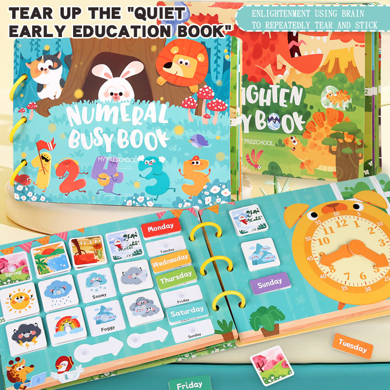 Educational Quiet Paste Book Full English Early Education Velcro Paper Enlightenment Toys